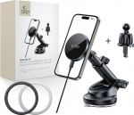 Car Holder cockpit / the glass / do charger grids 15W + 2x Tech-Protect magnetic plates MM15W-V5 Magnetic MagSafe Dashboard & Vent Car Mount Wireless Charger 15W Black