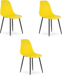 LEOBERT Yellow Scandinavian chair WAT 3 szt. black legs for kitchen office loft