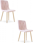 Leobert Krzesło LIBRA - light pink velvet / wood color legs x 2
