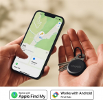 Chipolo LOOP &ndash; Rechargeable Bluetooth Tracker with Silicone Loop for iOS & Android, Charcoal, black