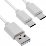 Kabel USB InLine InLine&reg; USB 2in1 Y-Ladekabel, 1x USB-A Stecker an 2x USB-C Stecker, wei&szlig;, 2m