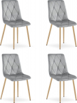 Vodafone OSKAR LIBRA light gray velvet upholstered chair for the kitchen living room x4