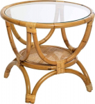 Atmosphera Side table for the FARAH sofa, rattan, Glass blat, &Oslash; 60 cm