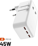 Fixed Adapter sieciowy GaN USB-C, USB-A, 45W Voyager Slim (FIXCT45-3C1A-WH)