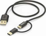 Kabel USB Hama USB-A - microUSB + USB-C 1 m Czarny (178327)