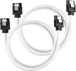 Corsair Premium Sleeved SATA Data Cable Set with Straight Connectors, White, 60cm