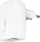 BELKIN 37W DUAL CHARGER 25W USB, W/POWER DELIVERY 12W USB-A WHITE