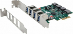 HUB USB Exsys Exsys EX-11044 PCIe Cut sheet card FH/LP PCIe 2.0 x1 4x USB 3.2