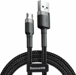 USB-kaabel MicroUSB, 1m, must, punutud kaabliga, Baseus