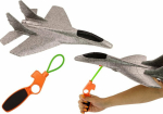 LeanToys Styrofoam Fighter Plane Z Slingshot Launcher Gray