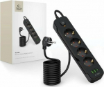Tech-Protect Power Strip TECH-PROTECT PCL4X3 POWER SOCKET LONG 2 USB & 1 TYPE-C & 4 SOCKET 200CM BLACK