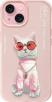 Sourcing Nimmy iPhone 15 6.1'' case pink/pink Glasses Cool Cat