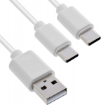 Kabel USB InLine InLine&reg; USB 2in1 Y-Ladekabel, 1x USB-A Stecker an 2x USB-C Stecker, wei&szlig;, 0.5m