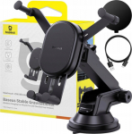 Baseus Baseus Stable car holder with inductive charger 15W gravity with suction cup - czarny