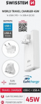 Swissten Travel Charger GaN USB-C / USB 45W (US/EU/UK)