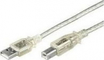 MicroConnect USB2.0 A-B 5m M-M,Transparent, 100pcs/box
