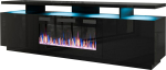 Cama MEBLE RTV EVA cabinet with electric fireplace 180x40x52 cm black/gloss black