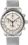 Zeppelin 100 Jahre Quartz Chronograph Men&rsquo;s Watch 42mm Silver Dial Stainless Steel Mesh Bracelet