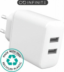 eSTUFF INFINITE (GRS) USB-A Charger, EU 24W. 2 x USB-A. White. 98%