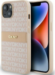 DKNY DKNY DKHCP14SPRTHSLP iPhone 14 / 15 / 13 6.1'' pink/pink hardcase Leather Mono Stripe & Metal Logo