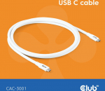 Club3D Lifestyle USB-C Kabel PD 240W,20Gbps 2m wei&szlig; St/St retail