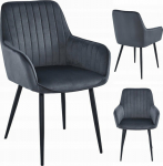 Leobert SOLDEN chair - dark gray velvet / black legs x 1