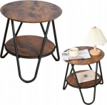 Lean Round Coffee Table Z Additional Industrial Shelf Vintage 40x42cm