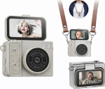 Xrec Mini Digital Camera Camcorder Retro Video 2k Rotating Screen Pendant Keychain / Xrec X7 / Beige