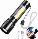 Latarka LTC Flashlight Hand LTC 1-LED XPE+COB 3W 450lm,aluminium,battery 500mAh, IP65