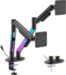 Hismart Dual Monitor 17"-35" Gas Spring Arm, RGB Lighting, Black