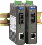 Moxa Industrial 10/100BaseT(X) to 100BaseFX media converter, multi mode, ST fiber connector, -10 to 60&deg;C