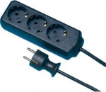 REV Socket line 3-fold 3.0 m black