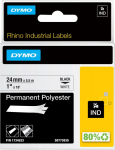 Dymo Rhino Industrial Permanent Polyester Labels | 24 mm x 5.5 m | Black on white | self-adhesive label tape | for Rhino and LabelManager Beschriftungsger&auml;t, Black on white, Mehrfarbig, Polyester, -40 - 150 &deg;C, UL 969, DYMO