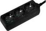 LogiLink 3 jack 1.4m czarna - Listwa zasilająca 3 jack CEE 7/3 1.4m czarna