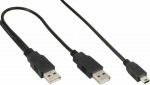 Cable USB InLine 2x USB-A - miniUSB 1.5 m Czarny (33107Y)
