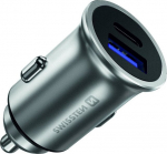 Swissten 36W Metal Car Charger Adapter with Power Delivery USB-C + Quick Charge 3.0 For mobile phones and tablets