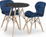 Leobert TODI round table set 60 czarny + 2 LAGO navy blue chairs