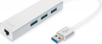 Digitus | 3-port USB Hub and Gigabit LAN adapter | DA-70250-1 | USB Hub