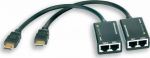System signal transmission AV Techly HDMI - RJ45 x2 0.15m czarny (301153)