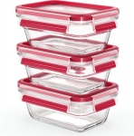 EMSA Clip&Close Glass Food Storage Box 3-pieces