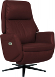 Recline armchair DAMIANO with electric mechanism, dark red leather