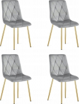 LEOBERT Krzesło LIBRA - light gray velvet / golden legs x 4