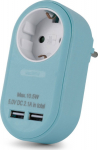 Entac Steckdosenadapter + 2x USB-A blue