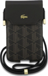 Lacoste PVC Blend Monogram Metal Logo Phone Pouch XL Brown