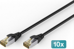 Digitus CAT 6A S-FTP OUTDOOR 10X10M BLK, KU PE AWG 26/7 10 PACK BLACK