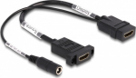 Delock gender changer - HDMI, DC plug 5.5 x 2.1 mm female to HDMI female - 30 cm - Schwarz - unterst&uuml;tzt 4K 60 Hz (3840 x 2160)