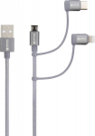 SKROSS 00133-130 - 3in1 Ladekabel Micro B/Typ C/Lightning grau - Kabel - Digital/Data