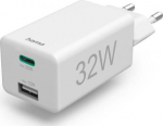 Hama Charger mini 32W PD/QC 1x USB-C, 1x USB-A White - HAMA | loader| mini | 32W |PD/QC | White