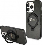 Guess GUHMP15LHRSGSK Hardcase Ring Stand Script Glitter MagSafe for iPhone 15 Pro 6.1" / black