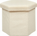Atmosphera HEXA boucl&eacute; cube pouffe, with storage, 46 x 40 x 38 cm
